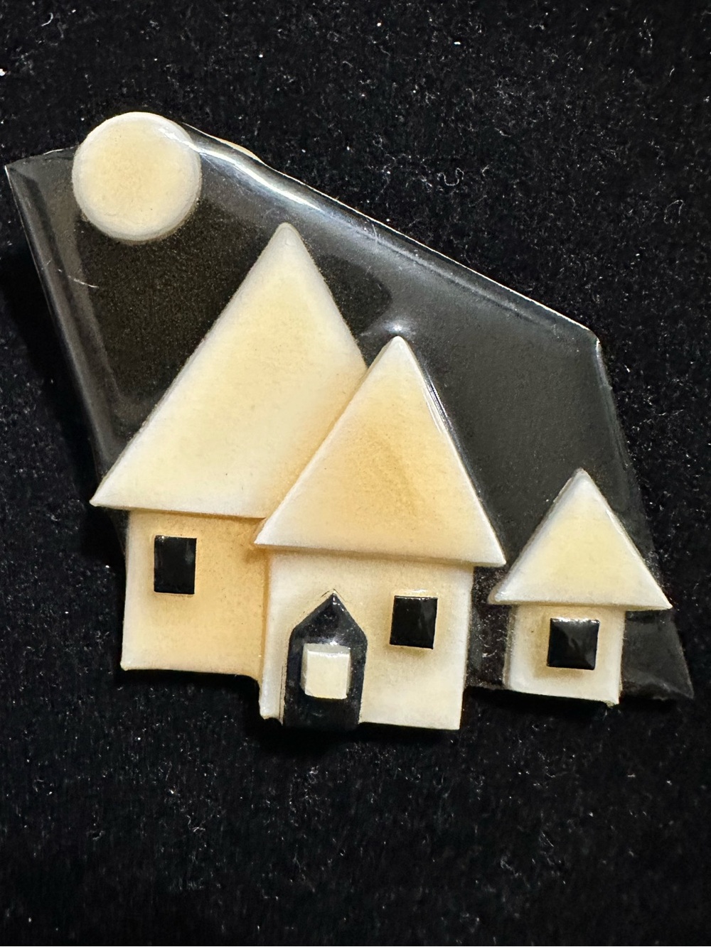 Vintage Cream and Black Lucinda House Pin Brooch #4